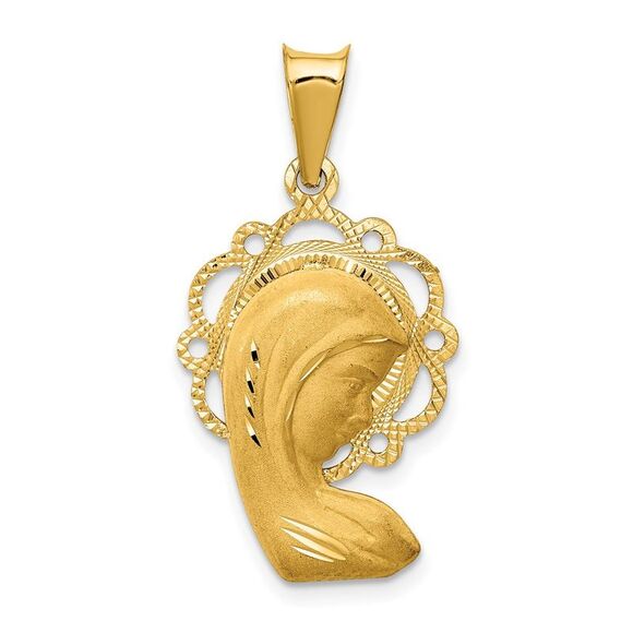 14k Yellow Gold Satin & Polished Mary Pendant